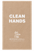 Bombshell Collective Clean Hands hand and face towel in sand with white lettering